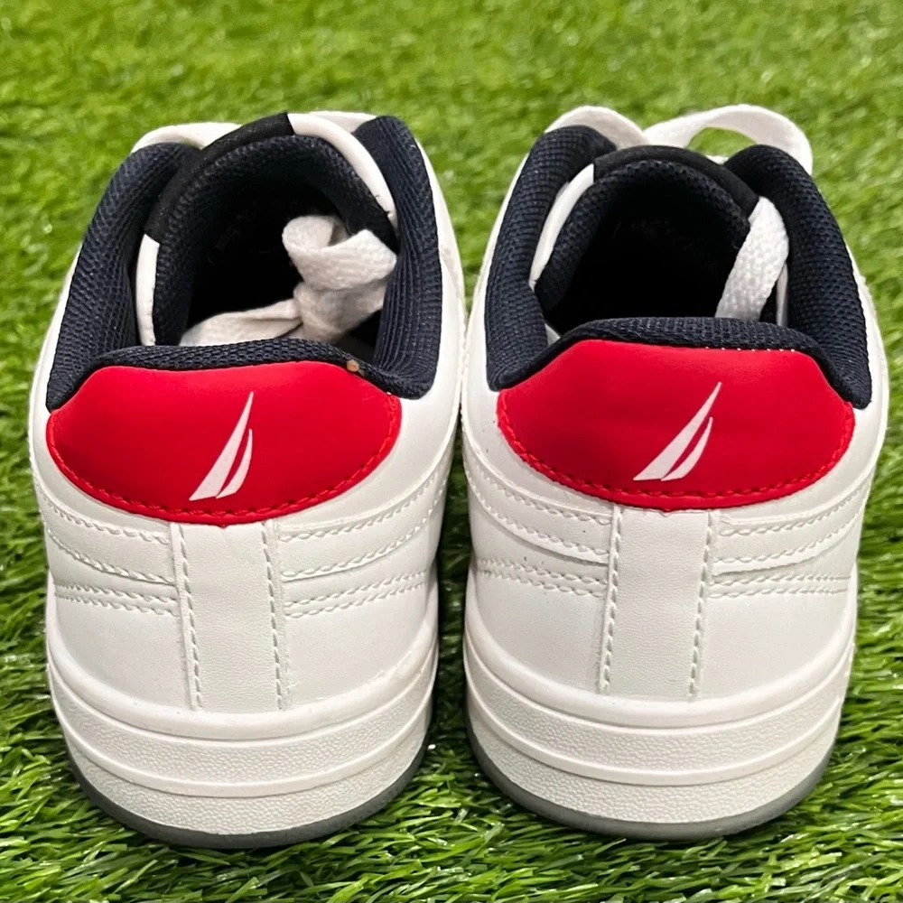 Nautica Boys Classic White and Red Faux Leather Sneakers Little Boys 2 - Picture 8 of 10